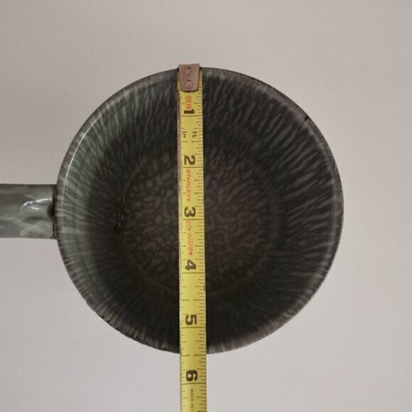 Gray Graniteware Sauce Pan Vintage, Speckled Swirl Enamelware Pot with Handle Ki - Picture 6 of 8